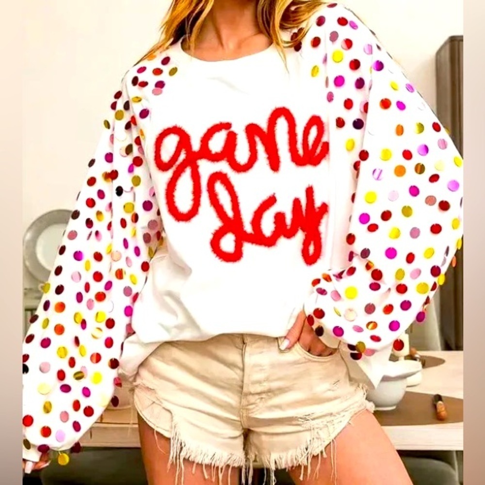 Bibi Game Day Spangled Sweatshirt Size Small NWOT